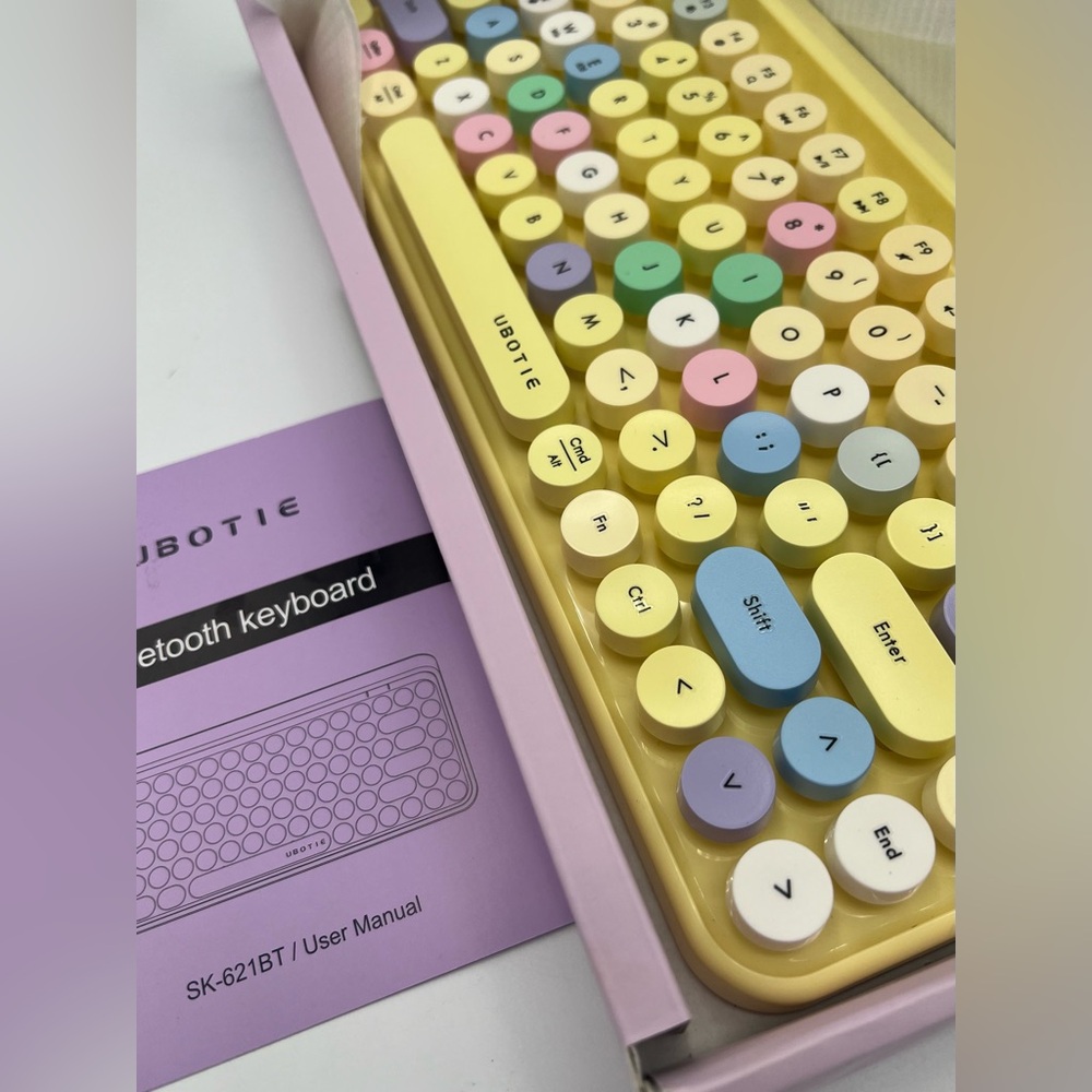 UBOTIE Bluetooth Portable Computer Keyboard Mini Wireless (Colorful Yellow) - Picture 6 of 16